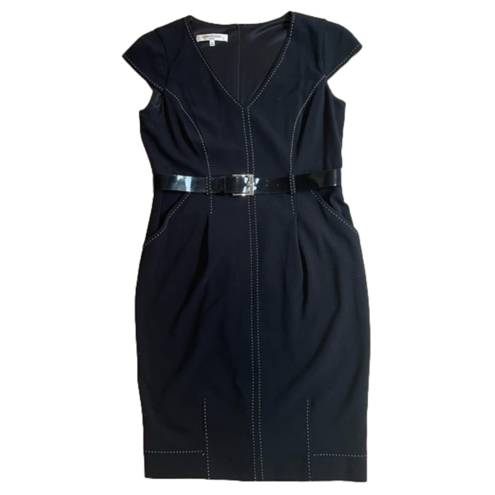 Evan Picone Black V-neck Cap Sleeve Cocktail Dress Size 10